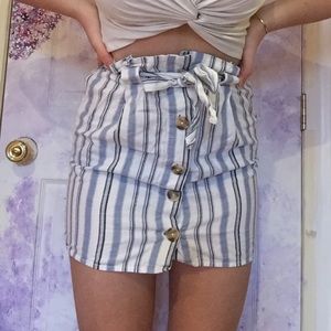 2/$10 Striped Blue Paper Bag Mini Skirt Size Small